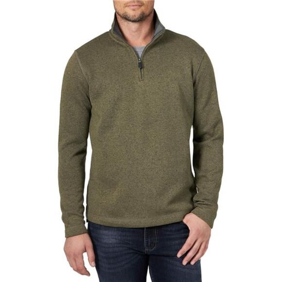 Wrangler Authentic Olive Night Long Sleeve Fleece‎ Quarter Zip Sweater for Men - Picture 4 of 5